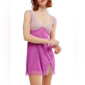 NWT Free People Intamily Suddenly Fine Chemise in Radiant Orchid Combo size XL
